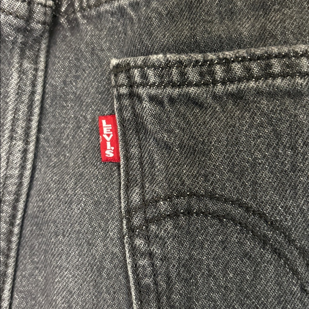 Levi's Ankle Column Denim Skirt Front Slit Black Gray Size 30 - Picture 12 of 17